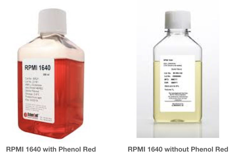 The RPMI 1640 medium with Phenol red and without phenol red 