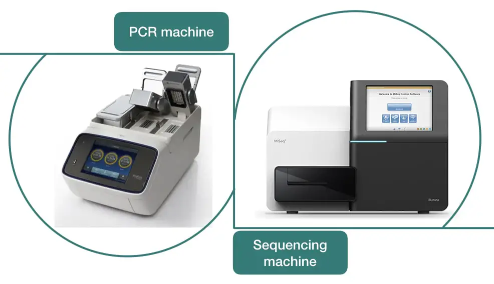 The image of PCR and sequencing machines. 