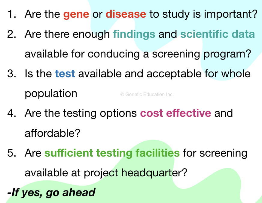 Guidelines for genetics screening programs.