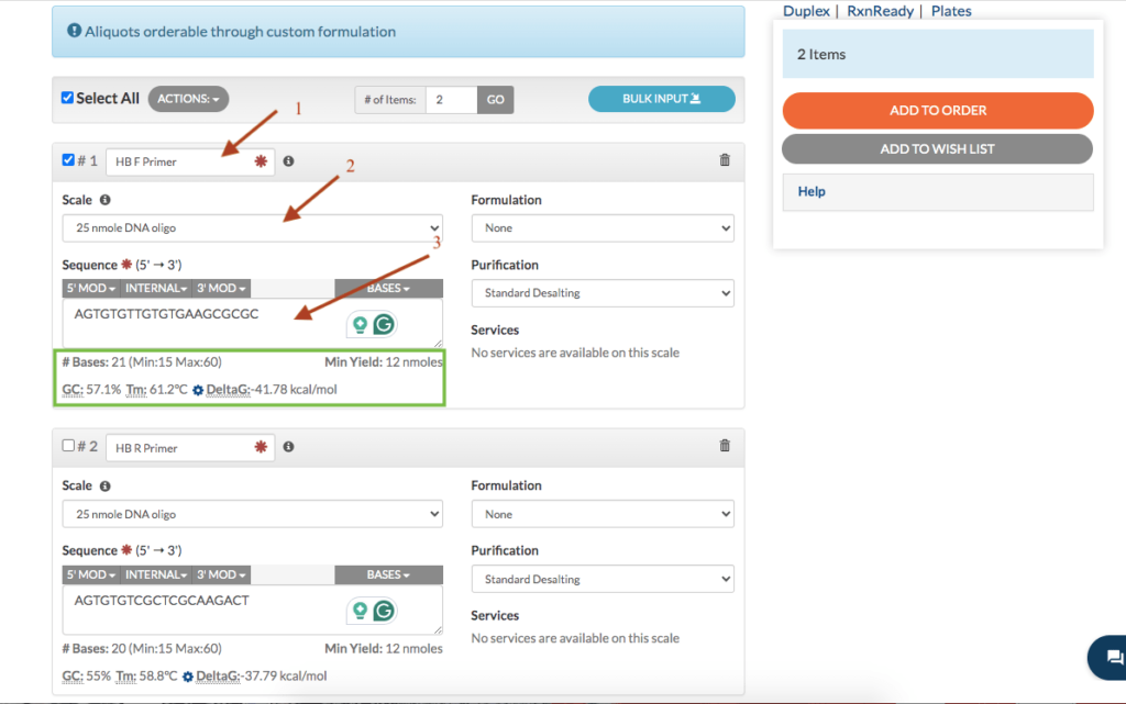 Screenshot of primer ordering 3.