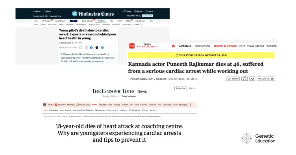 Cases of sudden cardiac arrest