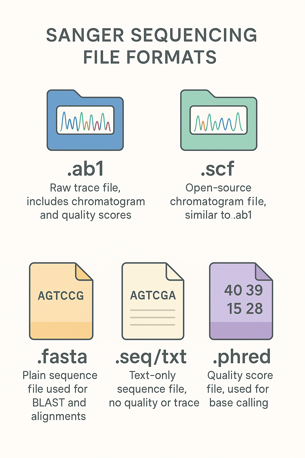 Different types of Sanger sequencing file format