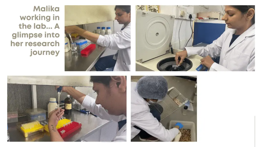 Image of Malika working in the lab.