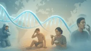 AI-generated image showing DNA for different conditions.