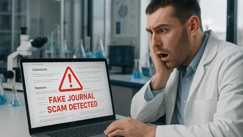 AI generated image to aware students and researchers on online scams.