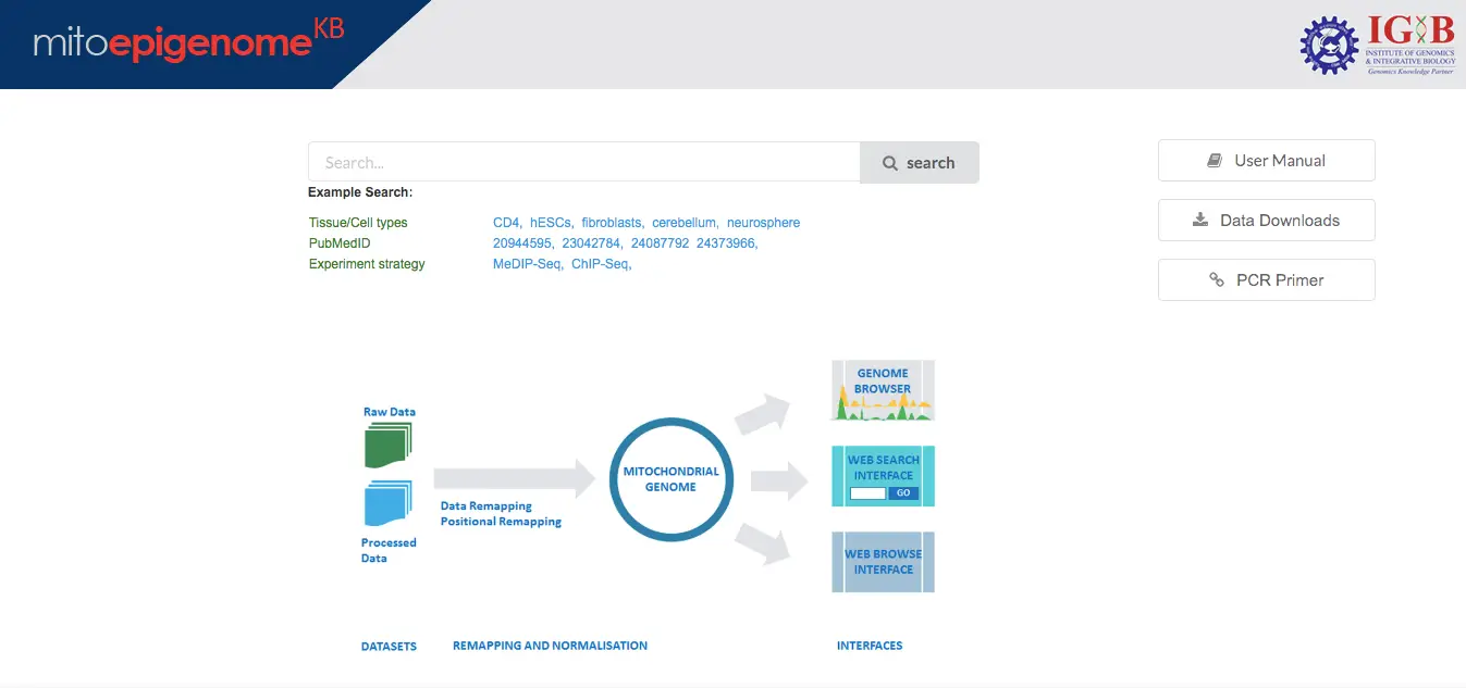 Screenshot of mitoepigenomeDB