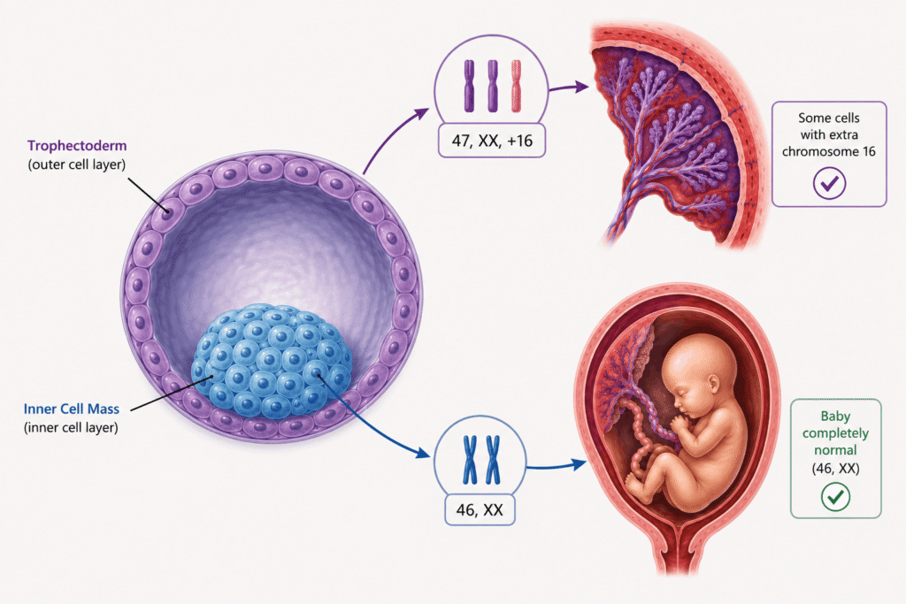 Image shows placenta and the fetus