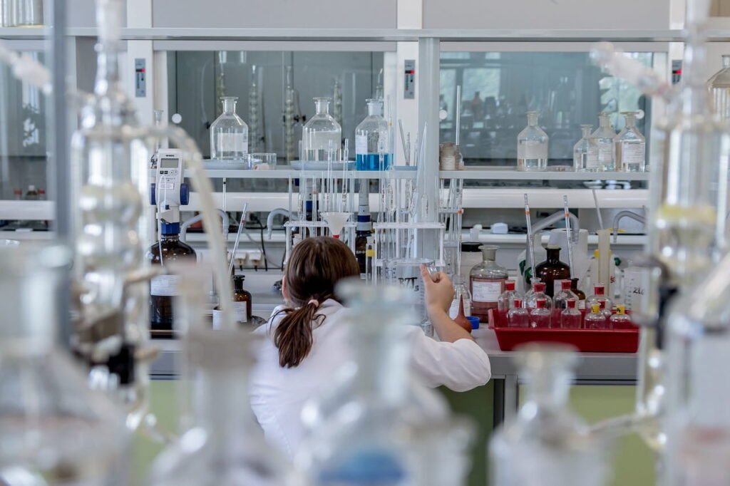Omnix peptide lab workers testing peptides